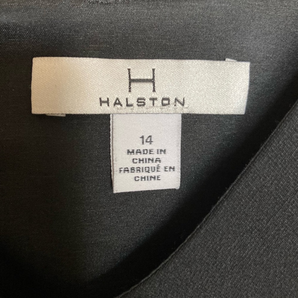 HALSTON Black Pleated Midi Dress 14 - Picture 4 of 10